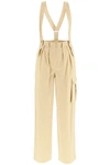 KENZO COTTON CARGO PANTS WITH SUSPENDERS