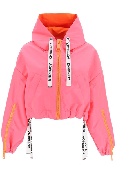 Khrisjoy Cropped Logo Windbreaker In Fuxia