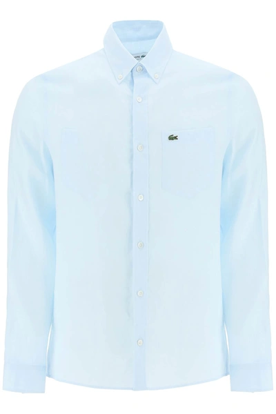 Lacoste Light Linen Shirt In Light Blue