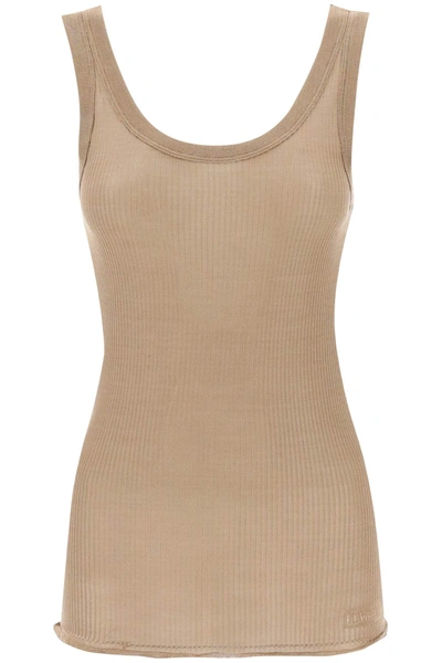 Lemaire Seamless Ribbed Silk Tank Top In Beige