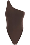Louisa Ballou One-shoulder Swimsuit In Brown