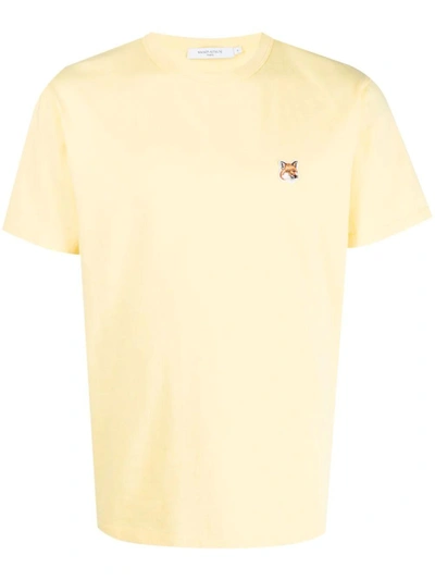 Maison Kitsuné Chest Logo-patch Detail T-shirt In Yellow