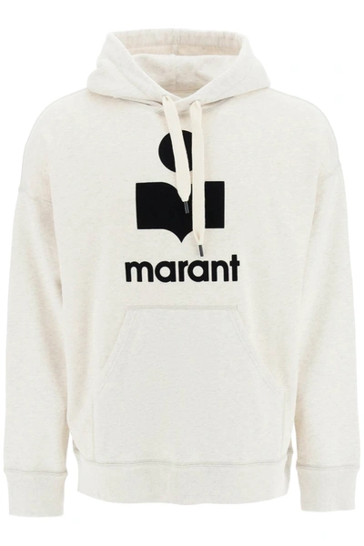 Marant 'miley' Hoodie With Flocked Logo In Grey