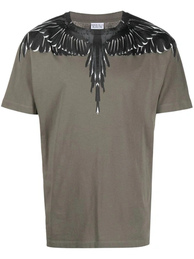 Marcelo Burlon County Of Milan Icon Wings Print Cotton T-shirt In Green