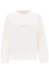 Marni Crew-neck Sweatshirt With Logo Print In White