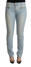 Mila Schön Light Blue Cotton Mid Waist Slim Fit Denim Jeans In Light Blue