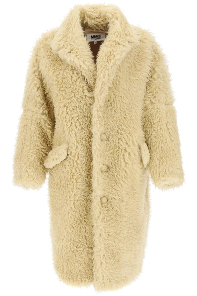 Mm6 Maison Margiela Mid-length Oversized Coat In Beige