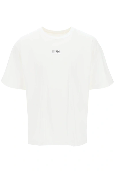 Mm6 Maison Margiela White Logo-patch Cotton T-shirt