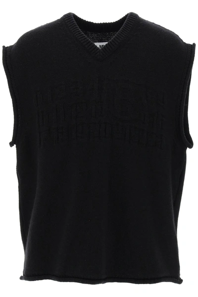 Mm6 Maison Margiela Wool Vest With Embossed Numeric Logo In Black