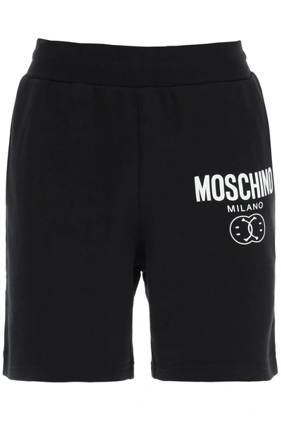 Moschino Double Question Mark Logo Sweatshorts In Black