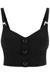 Moschino Teddy Bear-button Bustier Top In Black