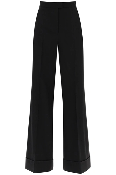 MOSCHINO CUFFED PALAZZO TROUSERS IN WOOL GABARDINE