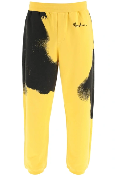 Moschino Graphic Print Jogger Trousers With Logo In Mixed Colours