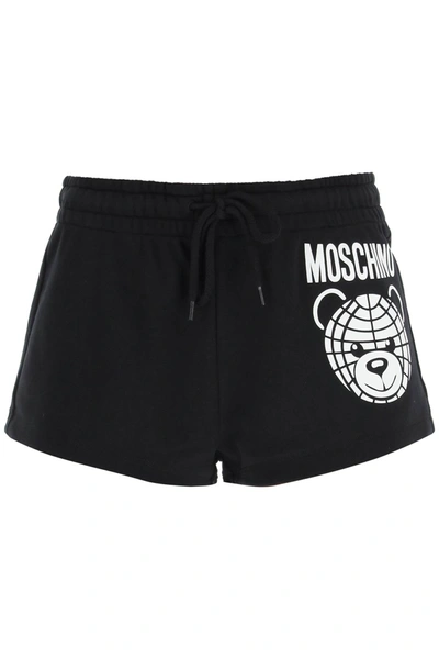 Moschino Sporty Shorts With Teddy Print In Black