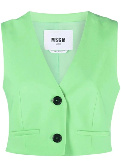 Msgm Button-front Tailored Waistcoat In Green