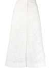 Msgm Embroidered Cotton-blend Culottes In White