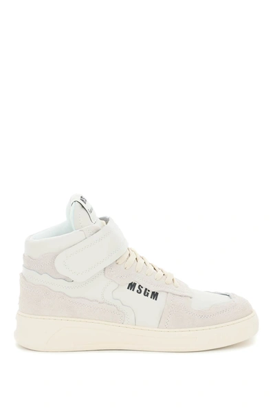 Msgm High Top Suede Sneakers In Grey