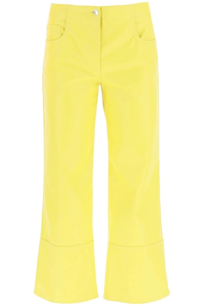 Msgm Faux-nappa Bootcut Pants In Yellow