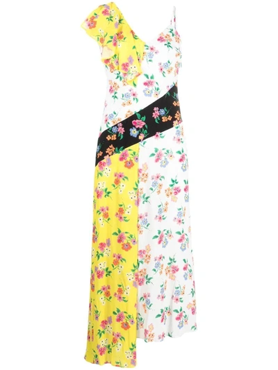 Msgm Floral Print Midi Dress In Multi-colored