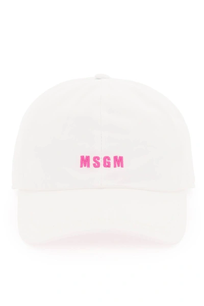 Msgm Embroidered Logo Cap In White