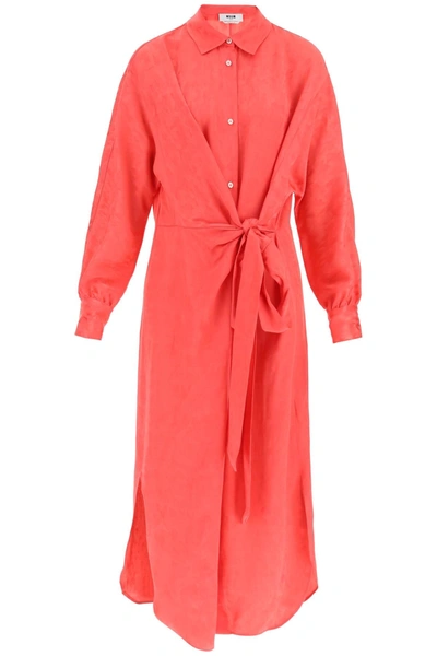 Msgm Belted Shirt Dress In Fuchsia