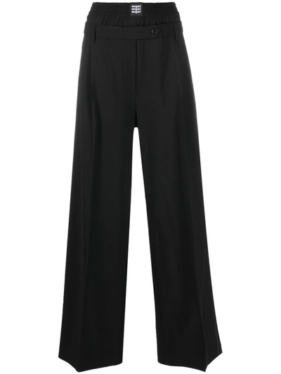 Msgm Layered-waistband Wide-leg Trousers In Multi-colored