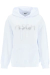 Msgm Rhinestone Embellished Hoodie In White
