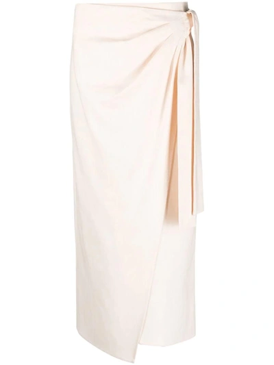 Msgm Wrap-design Midi Skirt In White