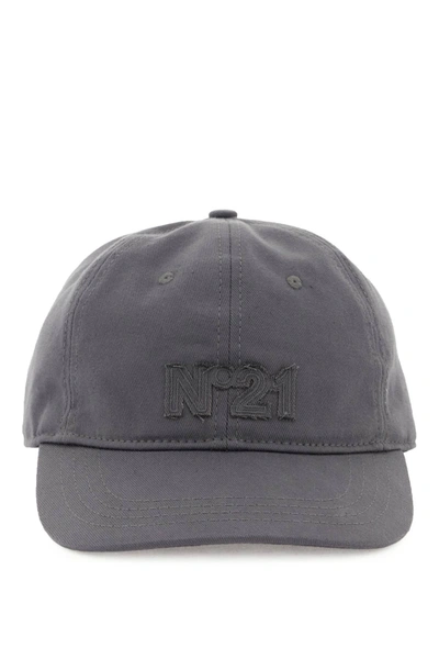 N°21 Baseball Cap With Logo In Grey