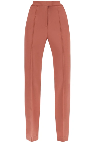 Nensi Dojaka Cool Virgin Wool Trousers With Heart Shaped Details In Red