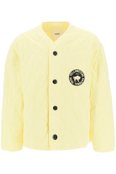 Oamc 'denali' Quilted Jacket With Print And Embroidery At Back In Yellow