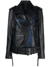 Off-white Contrast-trim Leather Jacket In Black