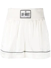 Off-white Satin Pajama Shorts In White