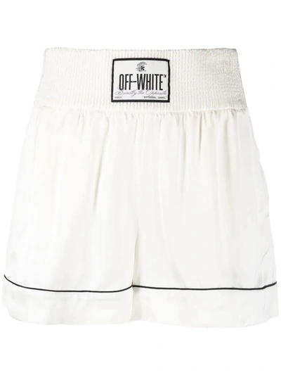 Off-white Satin Pajama Shorts In Multi-colored