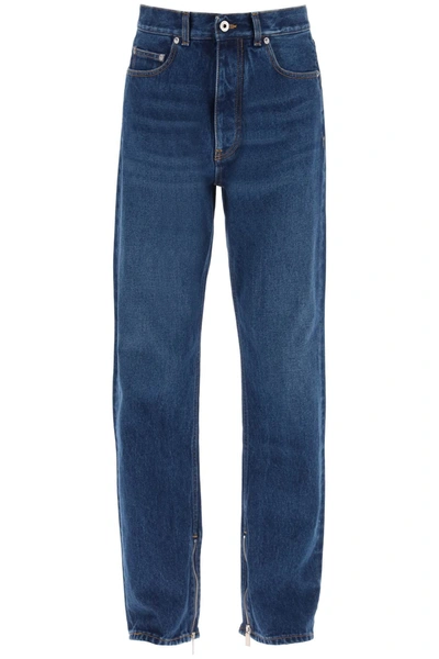 Off-white Loose Fit Jeans With Vintage Wash In Medium Blue (blue)