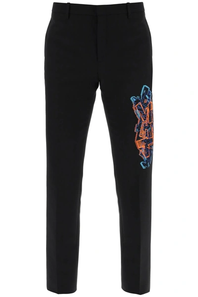 Off-white Slim Pants With Graffiti Patch In Black