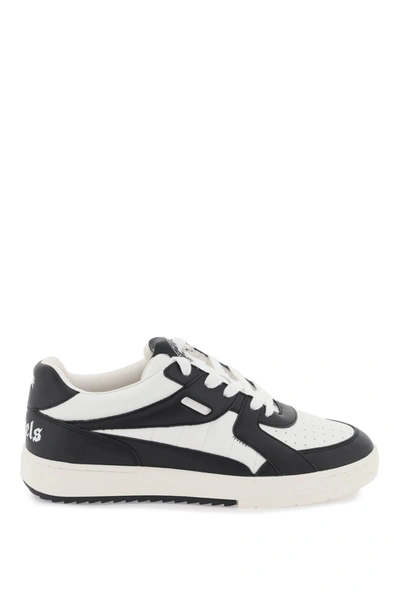 Palm Angels Palm University Panelled Leather Sneakers In White