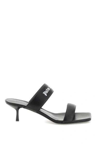 Palm Angels 45mm Logo Band Leather Mules In Black