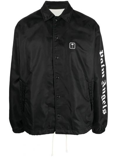 Palm Angels Logo-patch Bomber Jacket In Black,white