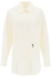 PALM ANGELS POPLIN SHIRT WITH PALM EMBROIDERY