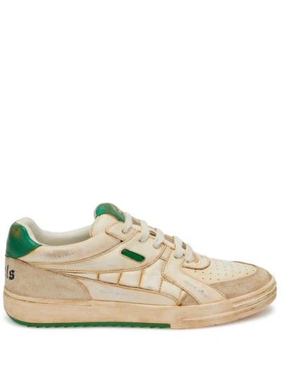 Palm Angels University Distressed Low-top Sneakers In Beige