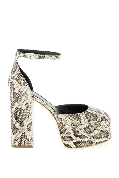 Paris Texas 130mm Dalilah Python Printed Pumps In Neutrals