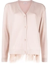 P.a.r.o.s.h Feather-trimmed Wool Cardigan In Pink