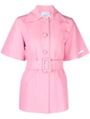 Patou Belted Short-sleeve Jacket In Pink