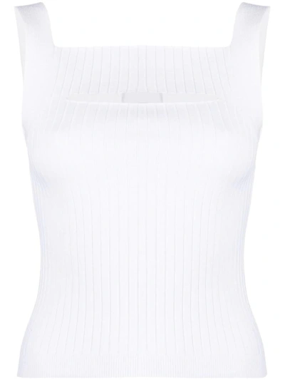 Patou Cut-out Ribbed Tank Top In White