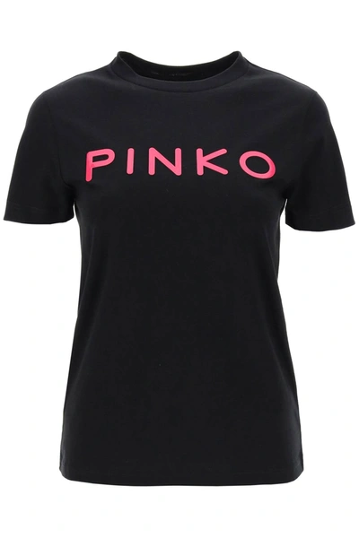Pinko Logo-print Cotton T-shirt In Black