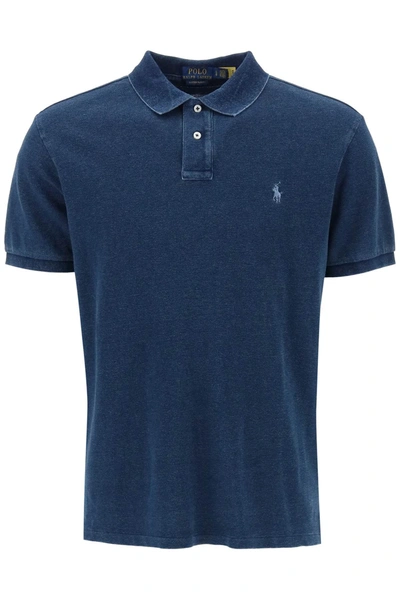 Polo Ralph Lauren Pique Cotton Polo Shirt In Blue