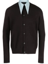 Prada Detachable-collar Cashmere-blend Cardigan In Brown