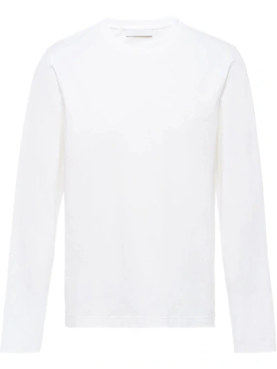 Prada Long-sleeved Cotton T-shirt In White