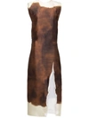 Prada Satin Printed Maxi Dress In Brown